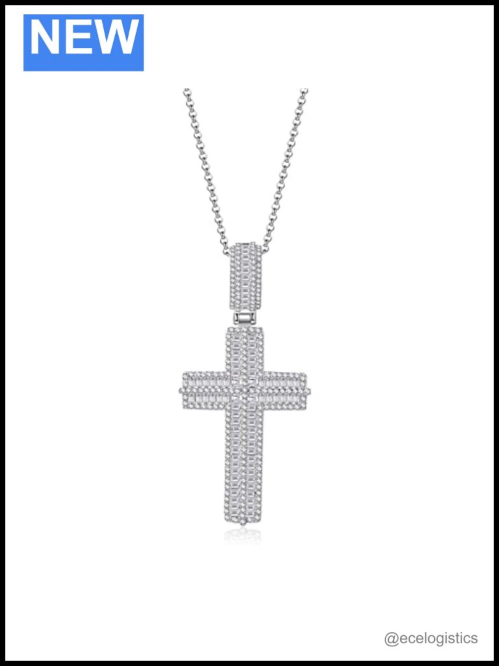 925 Sterling Silver Cross Crucifix Pendant Necklace 24"